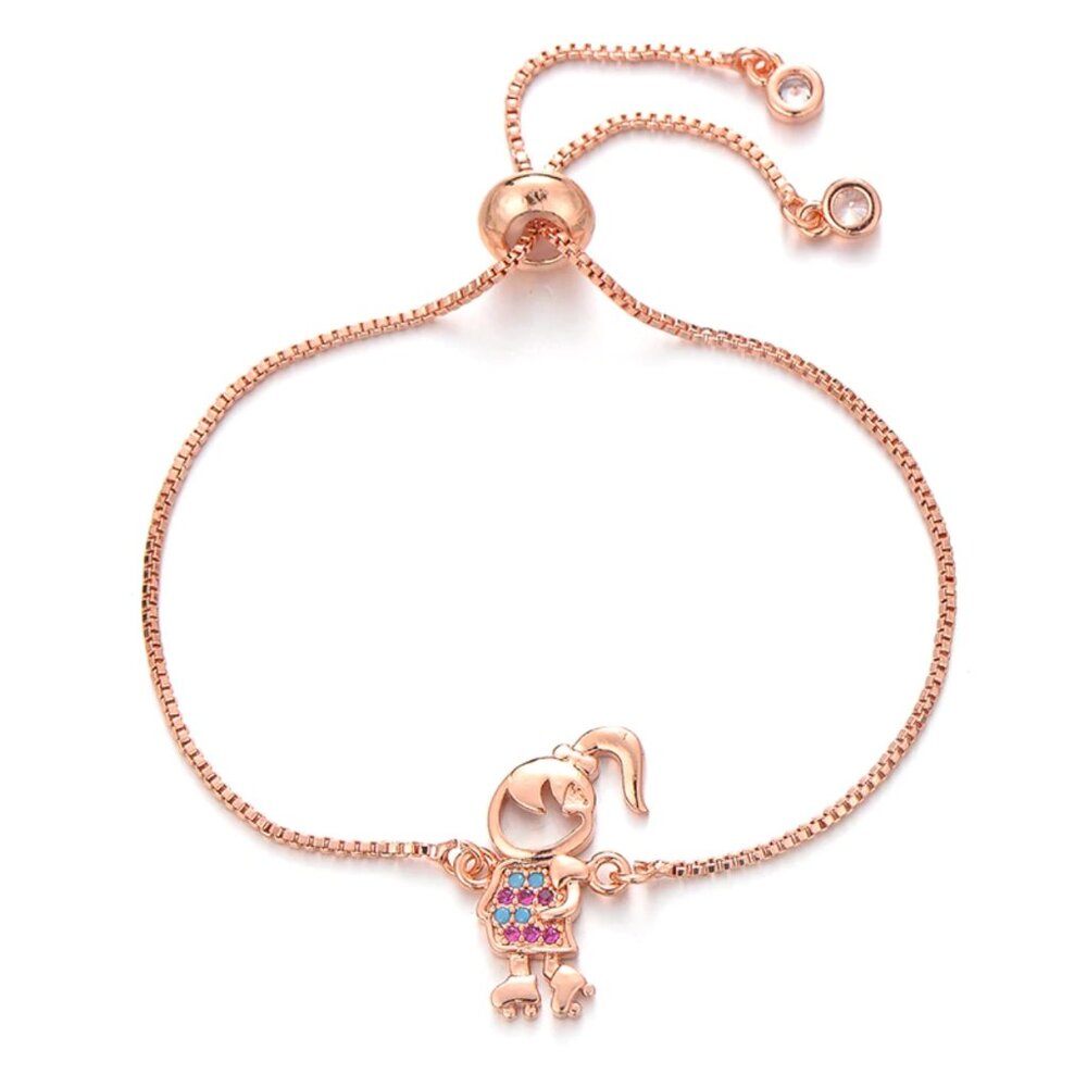 Skating Girl Hobby Rose Gold Thin Bracelet
